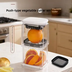 1pc Stainless steel 8-slice tomato & apple cutter, multifunctional press kitchen gadget. Also works as french fry cutter, easy and labor-saving for daily food preparation.