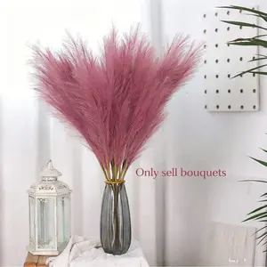5pcs Artificial Rush Grass Decor, Plush Grass Decoration, Faux Pampas Grass, Long Faux Velvet Ball Flowers for Room Decor, Holiday or Daily Arrangements, Floral, Decorative, Artificial Plant, Fake Plant Decoration