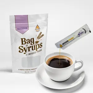Single Serving Lavender Syrup Packets for Coffee and Cocktails - 5mL Each, 30 Count - Bag of Syrups by Infused Pours