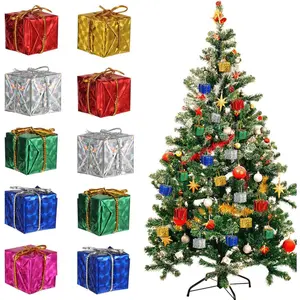 24Pcs Christmas Tree Gift Boxes – Mini Hanging Ornaments – Small Decorations for Tree, Party Favors, Gifts – Assorted Colors
