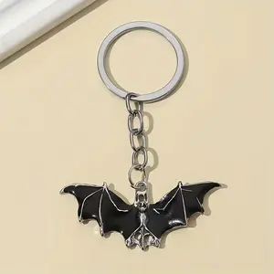 1 Pc Halloween Black Bat Keychain, Animal Themed Oval with Floating Function and Snap Closure, Suitable for Car Bag Pendant, Bat Car Accessory, Keychain For Bags