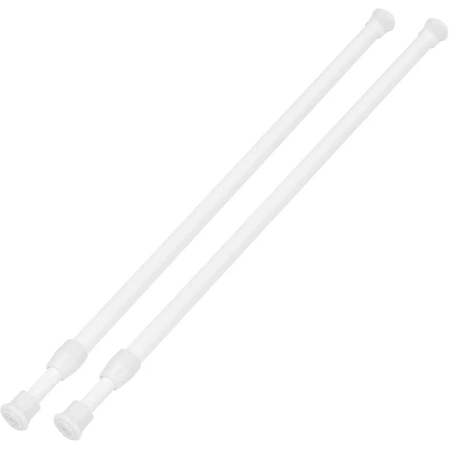 2 Pack Tension Curtain Rod 15.7-28 Inch, Small Short Adjustable Extendable Spring Loaded Rods for Windows Cabinet Blinds Closet Bedroom Kitchen Bathroom Door No Drilling, White