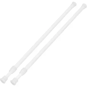 2 Pack Tension Curtain Rod 15.7-28 Inch, Small Short Adjustable Extendable Spring Loaded Rods for Windows Cabinet Blinds Closet Bedroom Kitchen Bathroom Door No Drilling, White