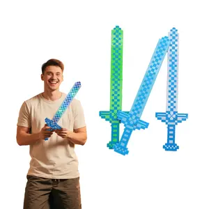 3 PCS Pixel LED Toy Swords Diamond Weapons with Sound Effects Cool Pixel Design