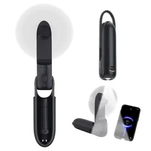 Portable Handheld Mini Fan with Flashlight, 3-in-1 Personal Foldable USB Rechargeable Hand Held Fan & Flashlight for Travel, Lash Eyelash, Cute Small Pocket for Women, Girls