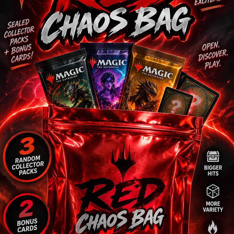 Iceman’s MTG Red Chaos Bags - Random Set of 3 Collector Packs & 2 High End Bonus Cards