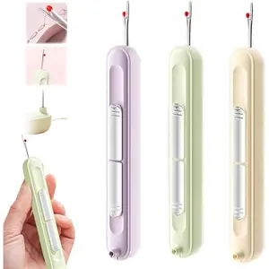 3Pcs/Set Upgraded 2 in 1 Automatic Needle Threaders Seam Ripper,Quilting Supplies Sewing Kit,Purple,Green,Yellow Quick Sewing Machine Loop Needle Threaders