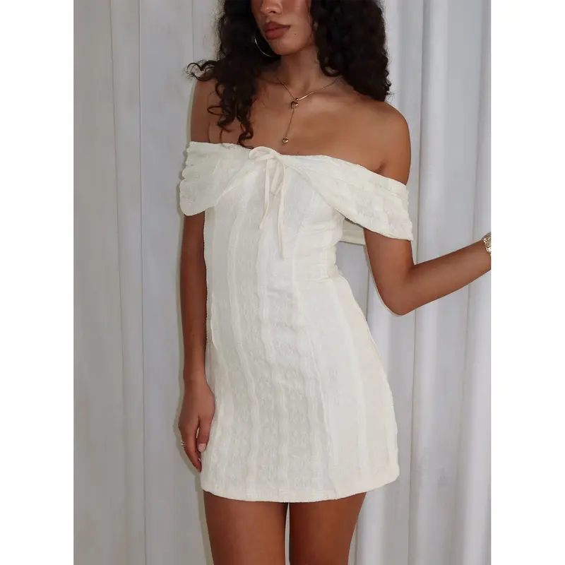 Colettie Off Shoulder Mini Dress Cream