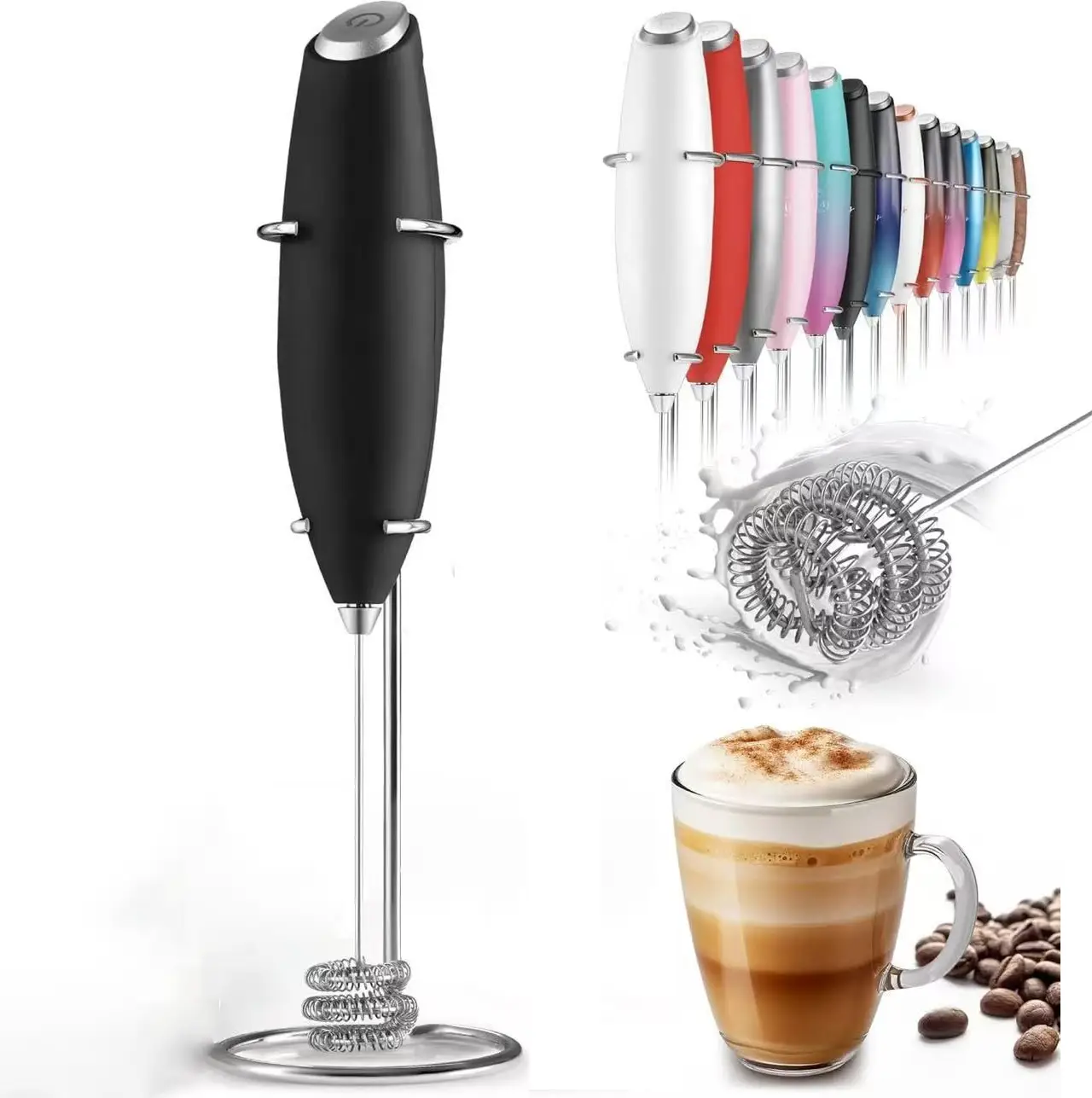 Milk Frother for Coffee with Motor, Handheld Frother Electric Whisk, Milk Foamer, Mini Mixer&Coffee Blender Frother for Frappe, Latte, Matcha,No Stand
