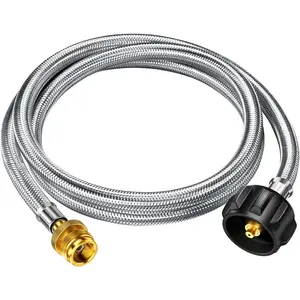 Alloxity 5ft/6ft/8ft/12ft Propane Hose Adapter 1lb to 20lb Converter for 5 lb to 40 lb Tanks, Anti-bite LP Tank Gas Hose for Buddy Heater/Weber Q Travel Grill/17"&22"Blackstone Griddle/Coleman Camping Stove, Durable for Safe Gas Transfers
