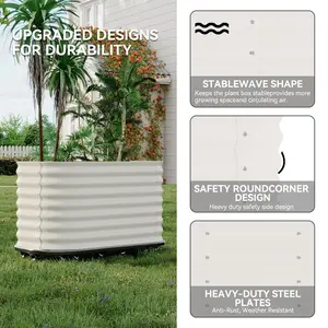 Garvee Galvanized Raised Garden Bed with Wheels & Water Reservoir, Portable Rolling Elevated Raised Garden Bed for Outdoor & Indoor, Self-Watering Planter Box for Vegetables & Herbs, White