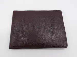 Pre-owned Louis Vuitton Taiga Small Leather Goods Brown Leather Card Holder Bifold Wallet