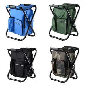 3-In-1 Portable Folding Fishing Backpack Chair, Insulated Camping Chair with Cooler Bag, Foldable Seat for Outdoor Activities