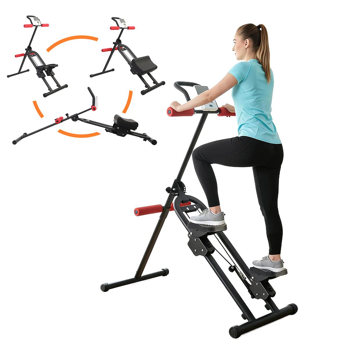 Stair Stepper and Ab Machine 2-in-1 Folding Vertical Climber Exercise Machine & Ab Workout Equipment Quickly Switch, Home Gym Equipment for Full Body Cardio Workout