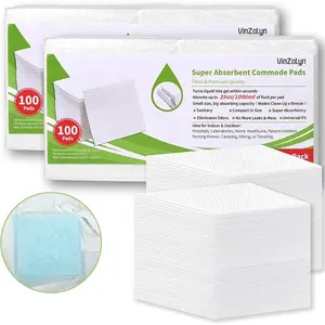 Super Absorbent Commode Pads, Value Pack 200 PCS Commode Pads for Bedside Commode Liners, with Absorbent Gel, Medical Grade, Easy for Seniors & Disabled, Caming