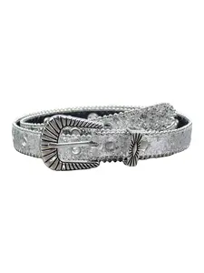 Women's Y2K Western Cowgirl Belt, Statement Belts, Vintage Belt, Luxurious Party Bling Silver Color Sequins, Casual Halloween Gift, Perfect for Jeans and Night Out, Rhinestone Decorated Belt, Western Style Belt