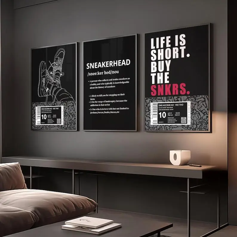 Hypebeast Sneaker Poster Set of 3, Hypebeast Room Decor Prints