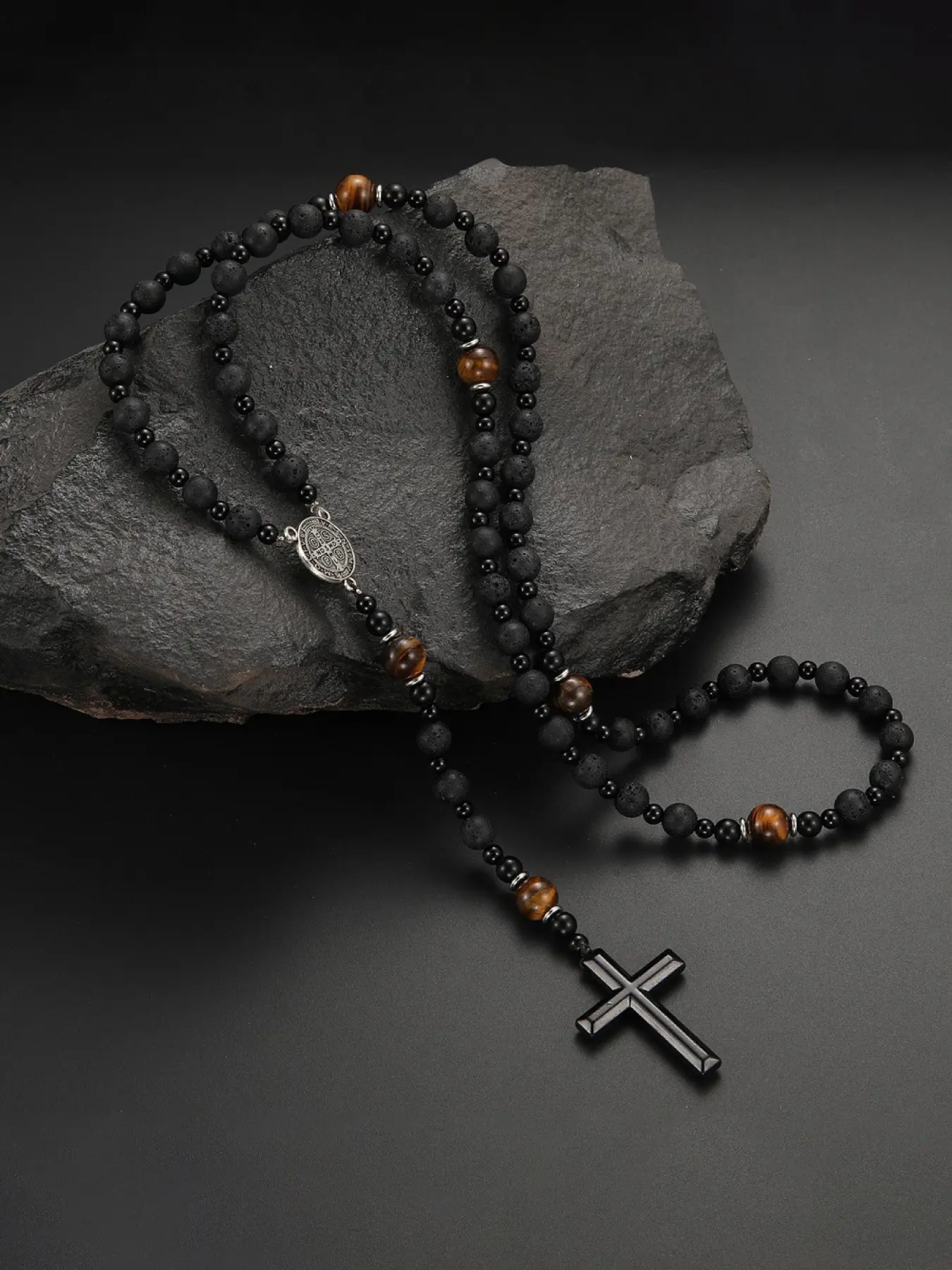 Handmade Beaded Cross Design Pendant Necklace, Beaded Pendant Necklaces, Healing Pendants, Fashion Accessory for Daily Wear & Special Occasions, Energy Healing Jewelry Gift