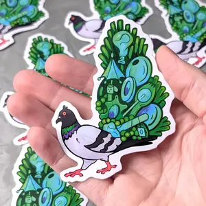STICKER Peacock Pigeon glossy waterproof vinyl