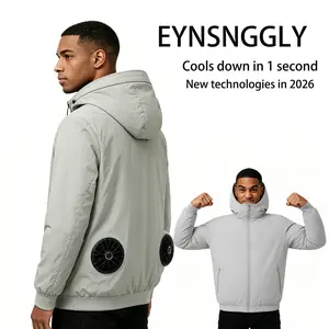 EYNSNGGLY Unisex UPF50+ sports jacket Sun Protection Jacket with Hood, Fast-Cooling Fan, Soft Waterproof Stretchy Rayon Fabric, Suitable for Sports, Cycling, Travel