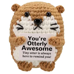 Fun Positive Otter, Mini Crochet Potato Doll, Emotional Knitted Animal Handmade Water Vole Toy, Cute Gift for Friends Colleagues, Crochet Figure