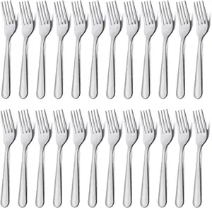Set of 24 Silver Stainless Steel Dinner Forks