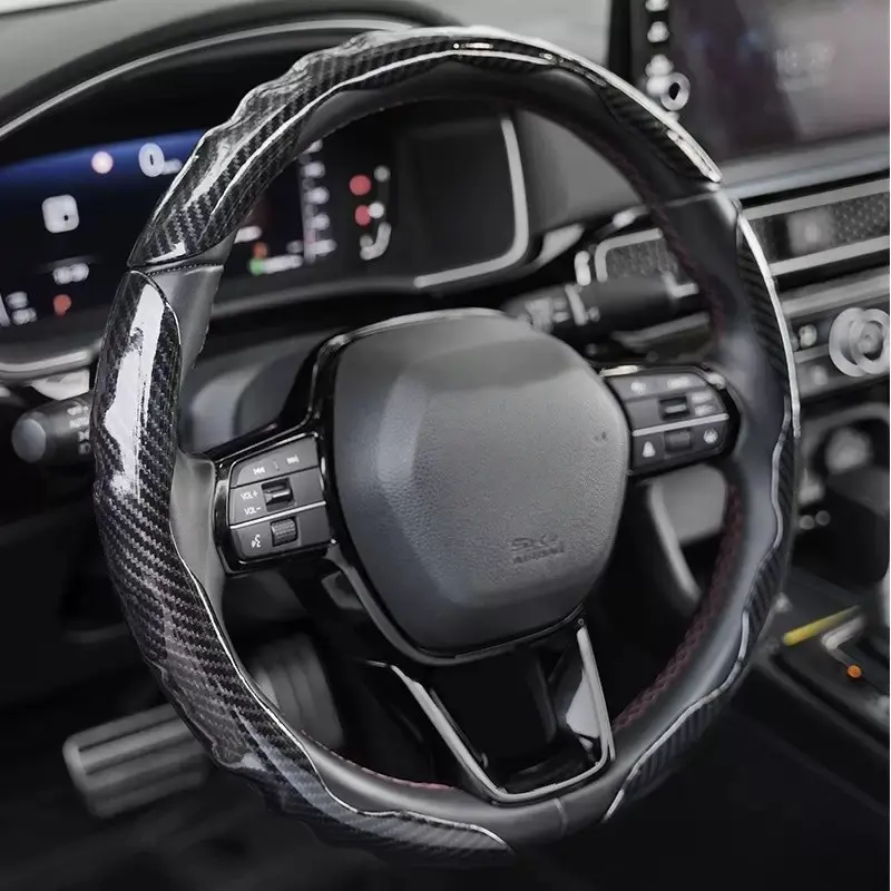3-Pack Blue Carbon Fiber Anti-Slip Automotive Steering Wheel Covers, Wave Texture Comfort Grip, Suitable for 15in Car Steering Wheels, Car Accessories