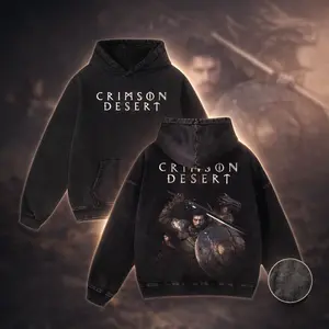 Crimson Desert Epic Fantasy Vintage Bootleg Inspired Wash Tee, Retro Adventure Gaming Graphic Unisex T-Shirt, Y2K Heroic Journey Throwback Heavyweight Sweatshirt, Cinematic Medieval Nostalgia Oversized Streetwear Hoodie And Tank Top Apparel