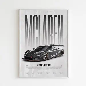 McLaren 720S GT3X  Hyper Car Poster  Super Car Print  Art Print  Poster  Home Decor  Wall Decor  Mclaren  - NO FRAME