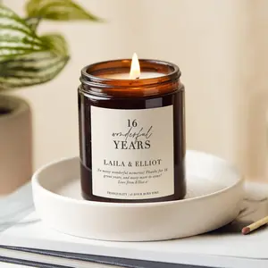 16th Anniversary Gift, 16th Wedding Anniversary, Wax Anniversary, Personalised Scented Candle