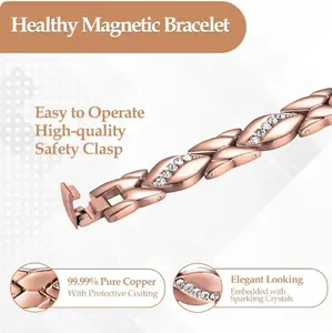Women's Leaf Bracelet, Copper Bracelets for Women, Ultra Magnetic Bracelets for Women with 3500 Gauss Magnets, Crystal Valentine's Day Jewelry Gift