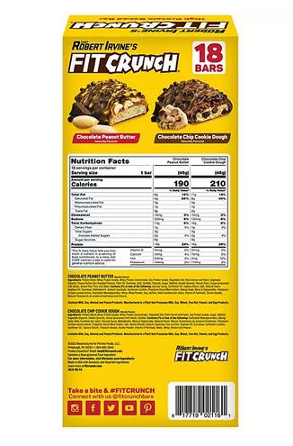 Chef Robert Irvine's FITCRUNCH High Protein Baked Bars, Variety Pack, 1.62 oz. 18 ct.