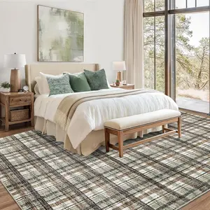 Washable Rug Area Rug for Living Room Modern Rug for Bedroom Decor Ultra Soft Large Area Rug Non Slip Throw Rugs Tartan Carpet for Office Nursery Dining Room