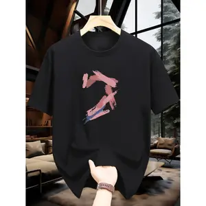 Men's casual fashion with abstract art print Graphic T-Shirt - Short Sleeve Crew Neck Regular Fit Casual Wear | Soft & Breathable Fabric, Durable Print, Everyday Comfort, Machine Washable, minimalist and artistic modern indoor living space with large