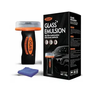 Windshield Oil Film Remover 100ml | Roll-On Glass Compound with Cleaning Pad for Streak-Free Shine