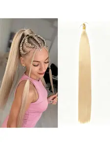 Long Straight Hair Bundles, High Temperature Fiber, Bulk Straight Hair Extensions, Synthetic Straight Hair Strands, Easy to Style, Synthetic Braiding Hair
