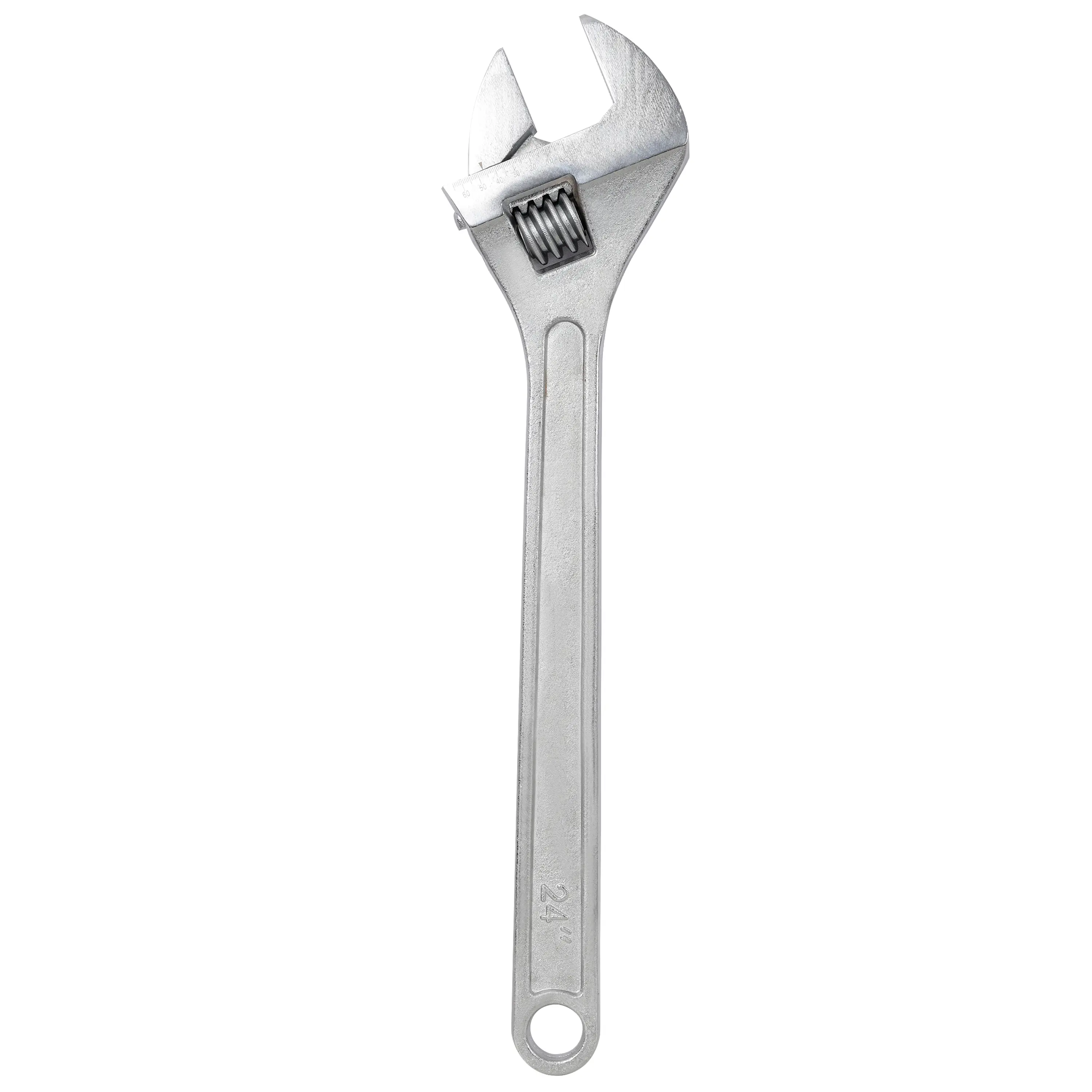 24 Inch Adjustable Wrench, Drop Forged Carbon Steel Adjustable Spanner, Chrome Plated Polished Finish, Wide Open Jaw Adjustable Wrench for Nuts, Bolts and Various Fasteners
