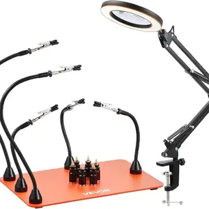VEVOR Magnetic Helping Hands Soldering Station, 4 Flexible Arms Third Hand Tool, with 6 PCB Pillar Holders 360 Hot Air Gun Holder, Heavy - Duty Base Soldering Helper for Electronic Repair Craft