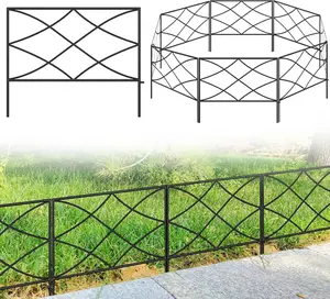 ARIFARO Decorative Metal Garden Fence, 40cm x 2.75m, Black, Modern Design, Iron Alloy Steel, Landscape Edging, Flower Bed Yard Animal Barrier
