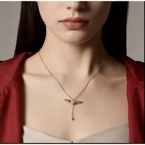 Golden Snitch Winged Ball Necklace with Movable Wings, Alloy Pendant Jewelry, Valentine’s Gift for Women,Gold color Symbolizing Love Fashion Modern Accessories Gold Choker