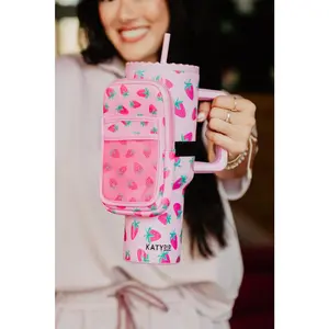 Subtle Strawberry Tumbler Zipper Pouch