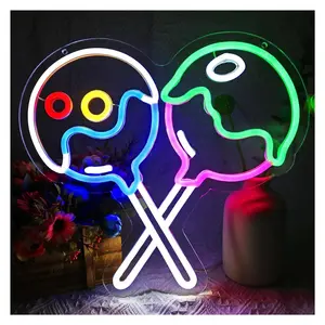 Sign Illuminated Melted Lollipop Decor Neon Sign For Wall Candy Birthday Party Kindergarten Preschool Classroom Shop Night Light