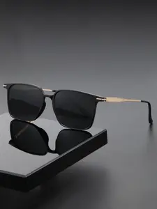 Men's Polarized Sunglasses, Metal Thin Frame, Square Shape, UV Protection, Casual Style, All-Season Wear, Ideal for Driving