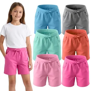 MISS POPULAR Girls 6-Pack Bermuda Short Sizes 4-16 Comfortable Cotton, Elastic Waistband, Bow-Tie, Pockets & Many Colors