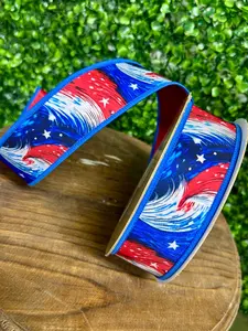 1.5 Inch By 10 Yard Patriotic Cosmic Stars Fused Ribbon