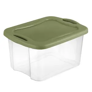 40QT Storage Bin Carry Handles, Stackable Plastic Box