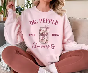 Dr Pepper University Sweatshirt, Vintage Soda Aesthetic Tee, Pink Coquette Soft Sweatshirt