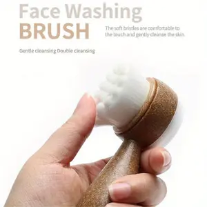 Coconut Fiber Facial Brush - Dual-Sided Exfoliating & Blackhead Remover, Gentle Pore Cleaner with Comfort Grip Handle, Unscented Light Beige Care Tool for All Light Beige Types, Facial Cleanser, Ergonomic Design, Durable Handle