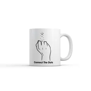 Connect The Dots Mug Funny Sarcastic Middle Finger Graphic Novelty Coffee Cup - 11oz Funny Coffee Mugs Ceramic Printed Drinkware Cup