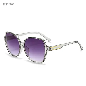 Oversized Gradient Sunglasses  Women Trending Y2K Fashion Shades Purple Lens Transparent Frame Luxury Designer Inspired Eyewear UV400 Protection  Beach Travel Selfie Outfit LED Light Blocking Stickers for
